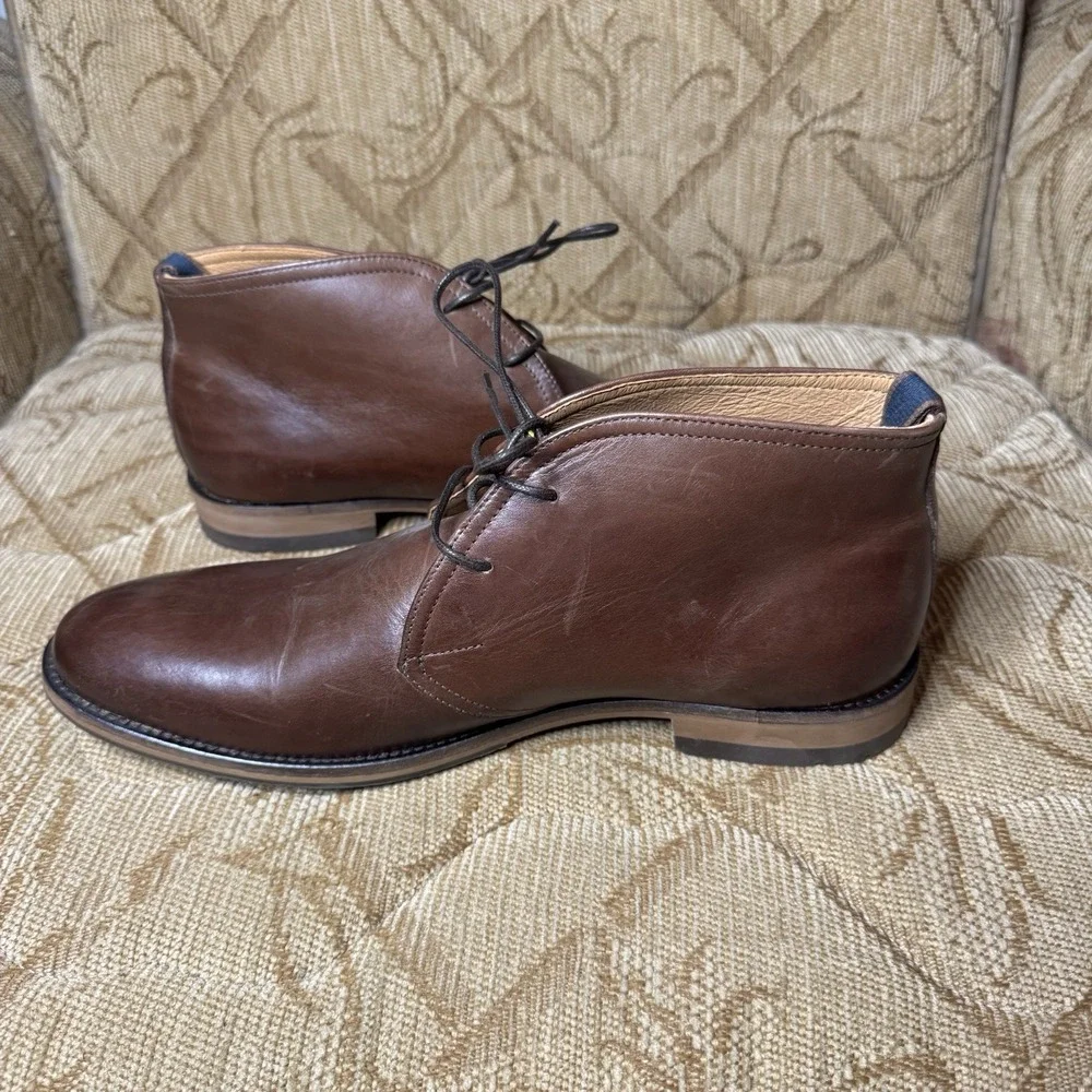 Rodd Gunn Men Boots Brown Leather Pebbly Hill Ankle Bootie Dress Casual 44 US 11